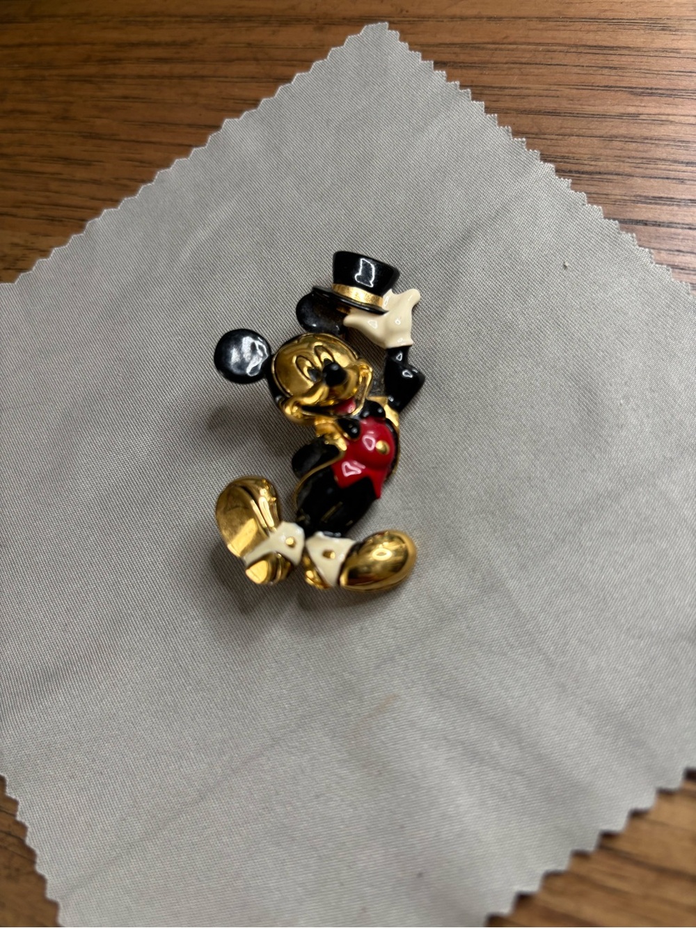 Napier Black, Red, Gold and Cream Enamel Disney Character Brooch with Top Hat